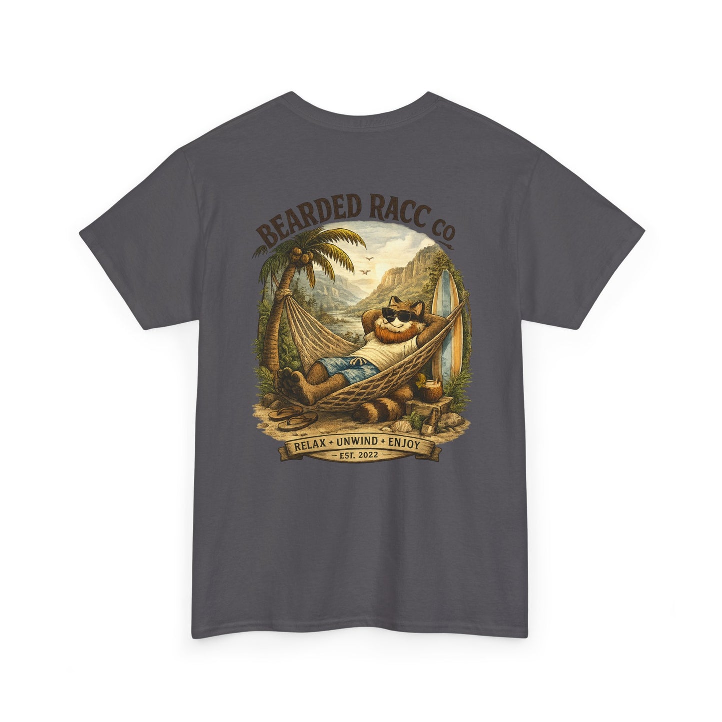 Summer Chill T-Shirt - "Relax. Unwind. Enjoy." (Bearded Racc Co) Extended Sizes