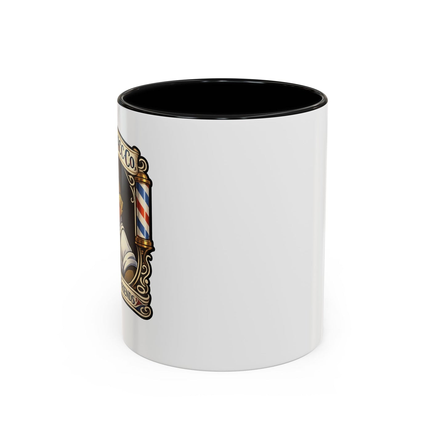 Barbershop Racc Coffee Mug — Stay Feral My Friends (Bearded Racc Co) Accent Mug (11/15oz)