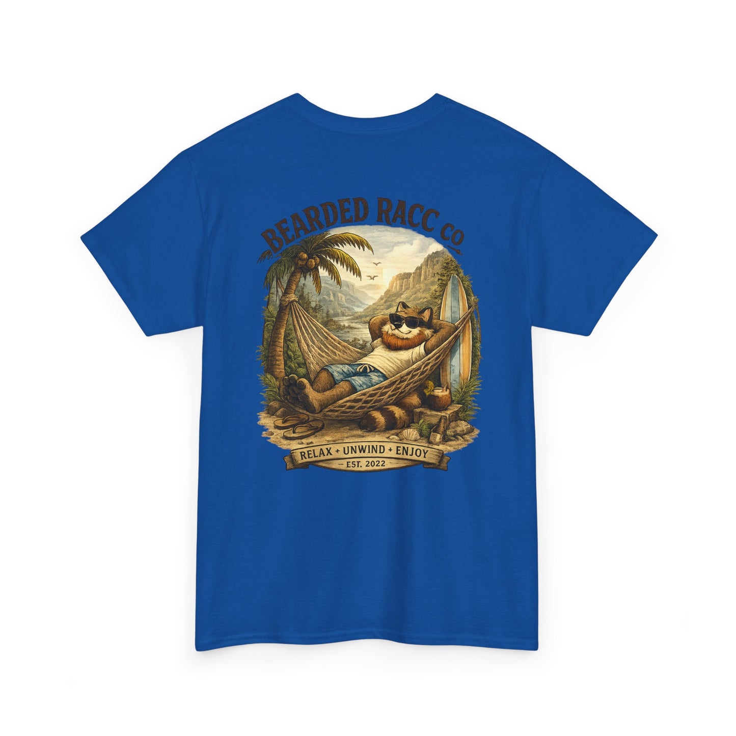 Summer Chill T-Shirt - "Relax. Unwind. Enjoy." (Bearded Racc Co) Extended Sizes