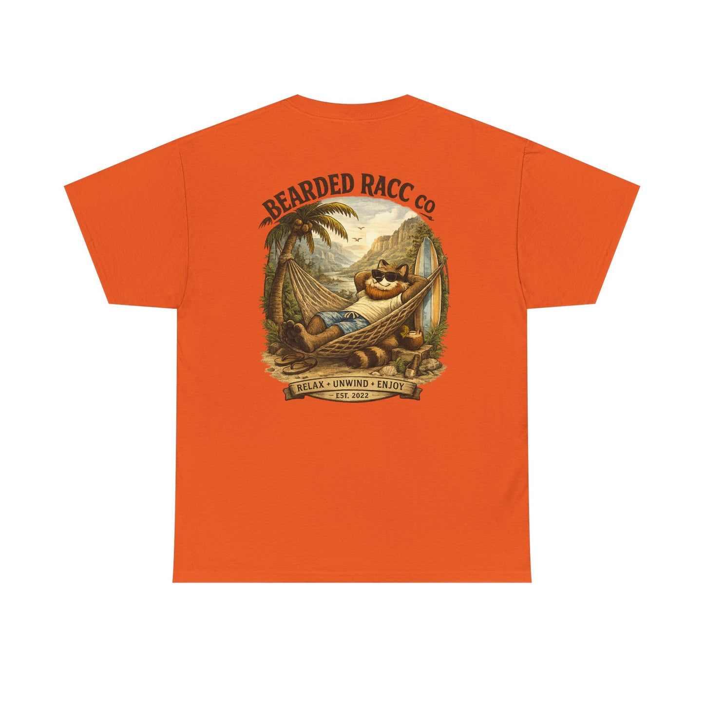 Summer Chill T-Shirt - "Relax. Unwind. Enjoy." (Bearded Racc Co) Extended Sizes