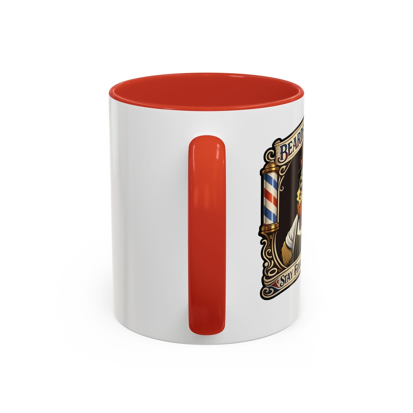 Barbershop Racc Coffee Mug — Stay Feral My Friends (Bearded Racc Co) Accent Mug (11/15oz)