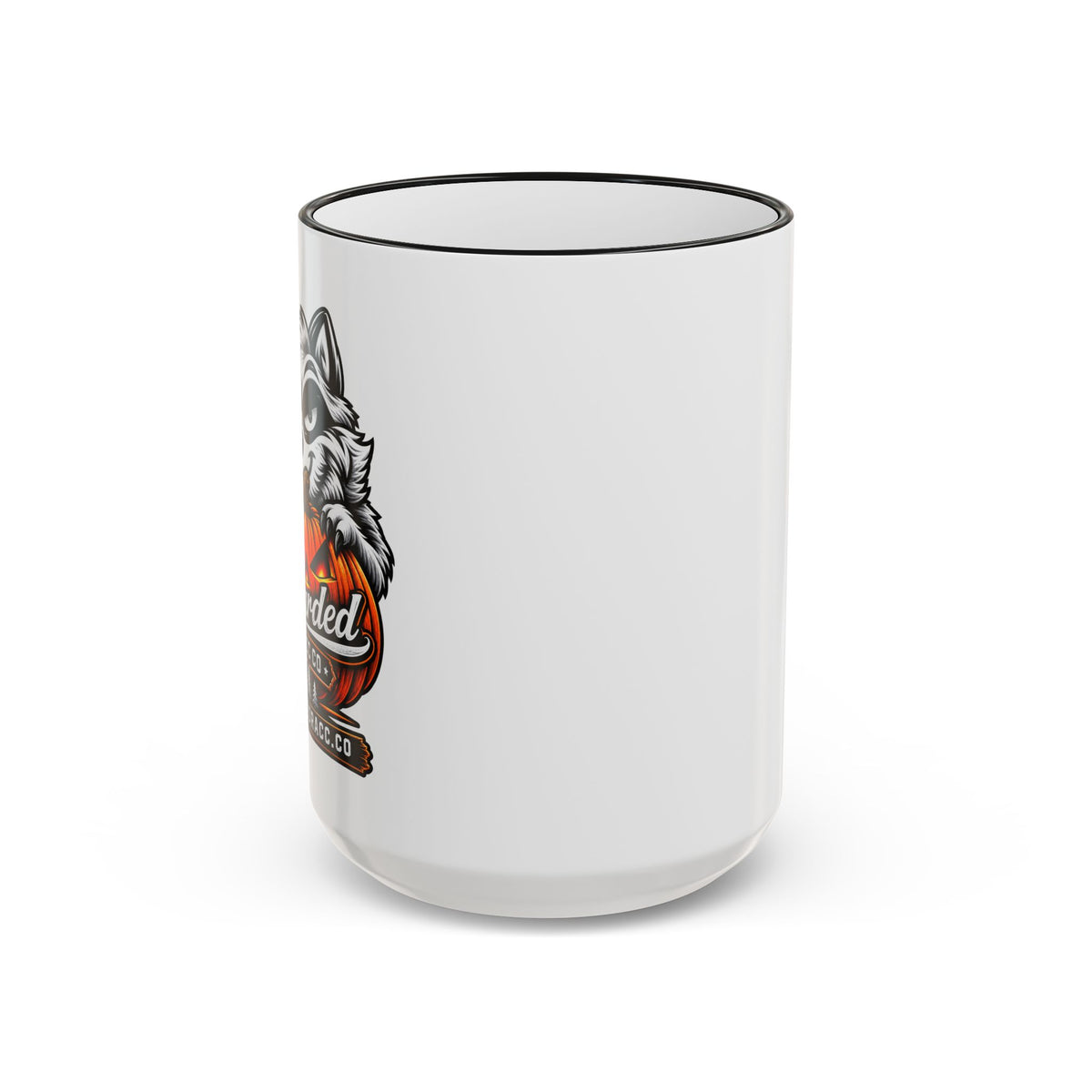 Accent Rim & Handle Mug (11oz, 15oz) - Racc-o-Lantern Mug (Bearded Racc Co)