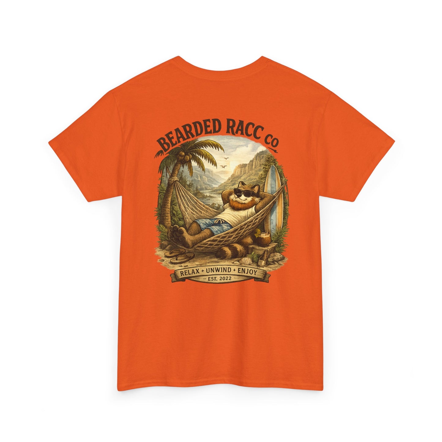 Summer Chill T-Shirt - "Relax. Unwind. Enjoy." (Bearded Racc Co) Extended Sizes