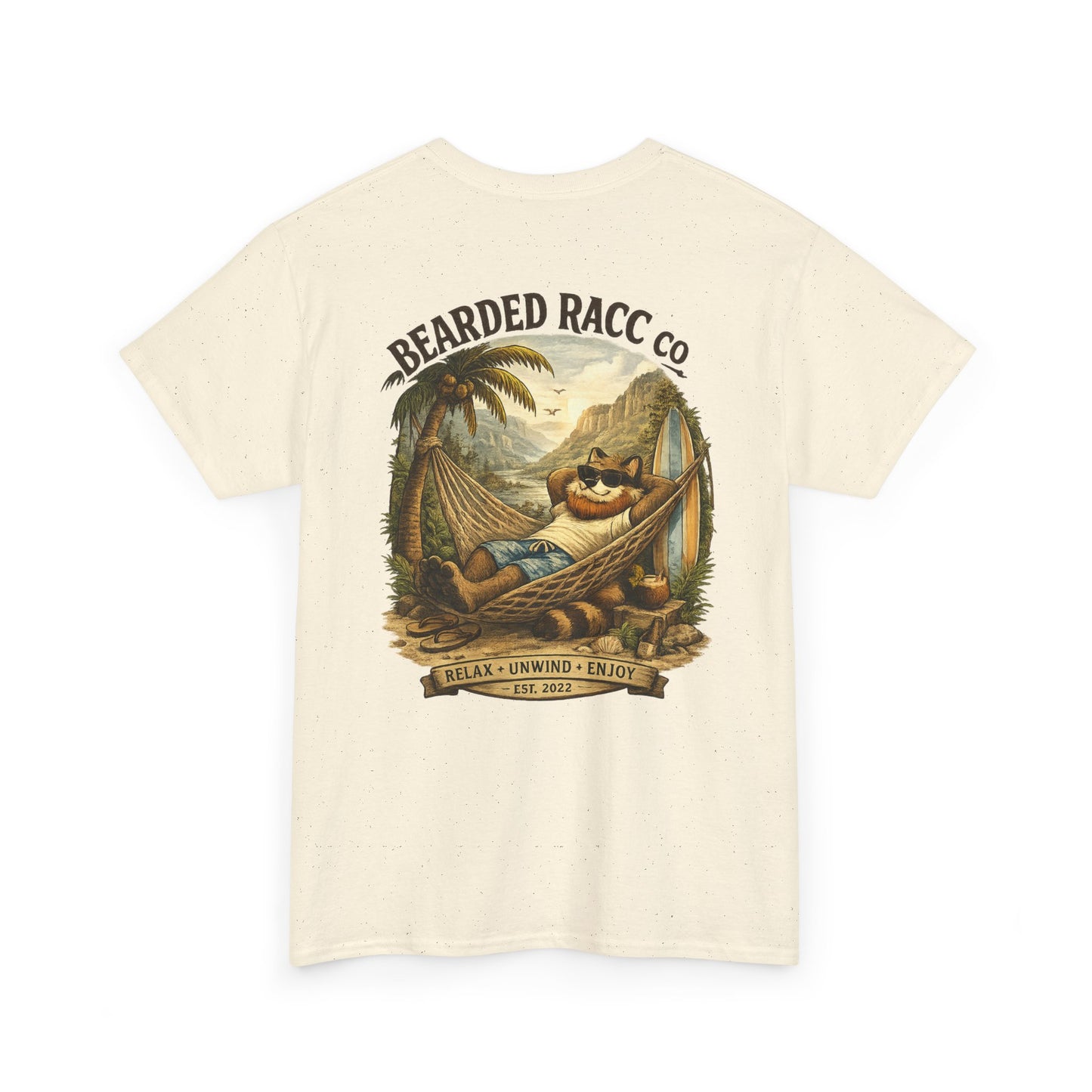 Summer Chill T-Shirt - "Relax. Unwind. Enjoy." (Bearded Racc Co) Extended Sizes