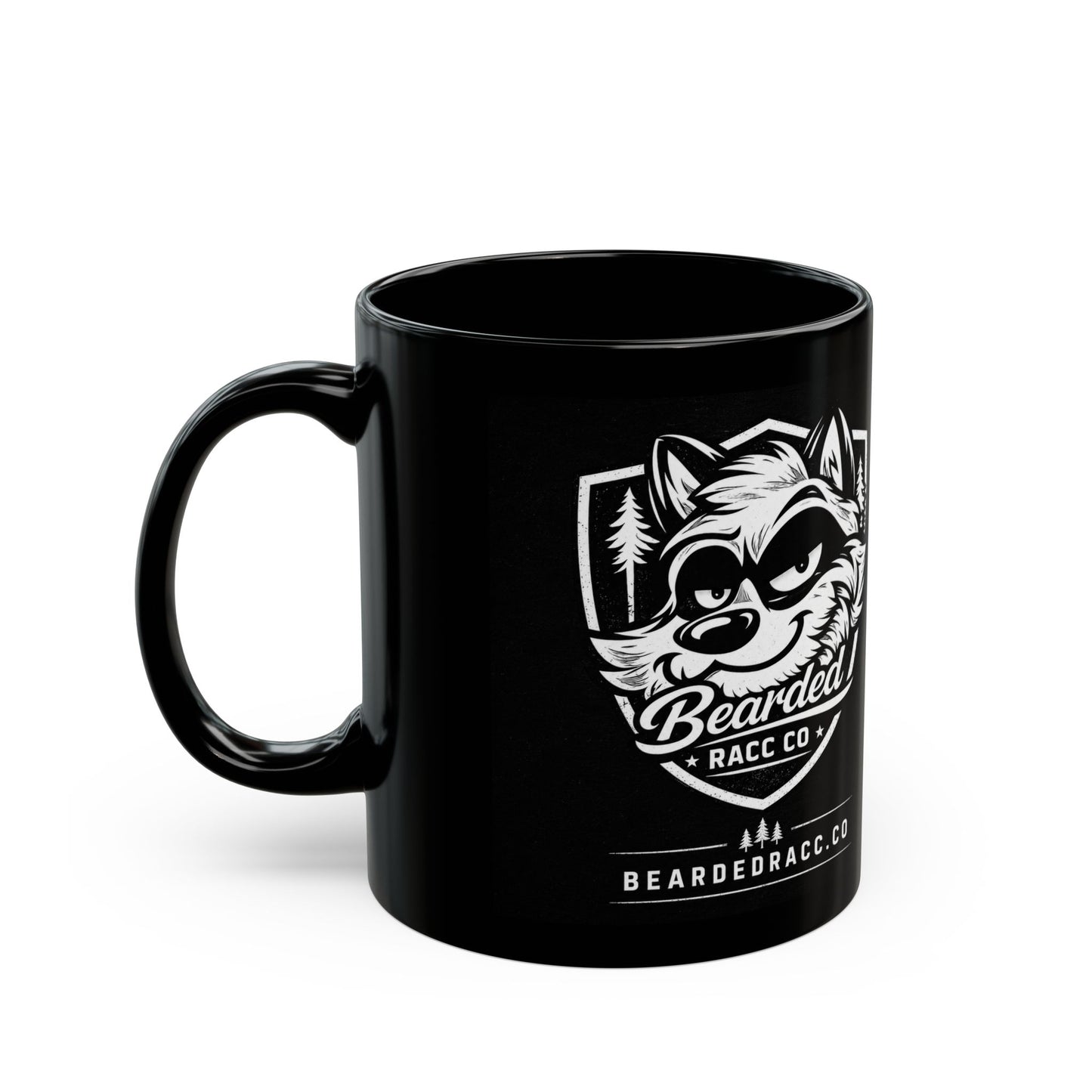 Bearded Racc Black Mug 11oz & 15oz - "Bearded Racc" (Bearded Racc Co)