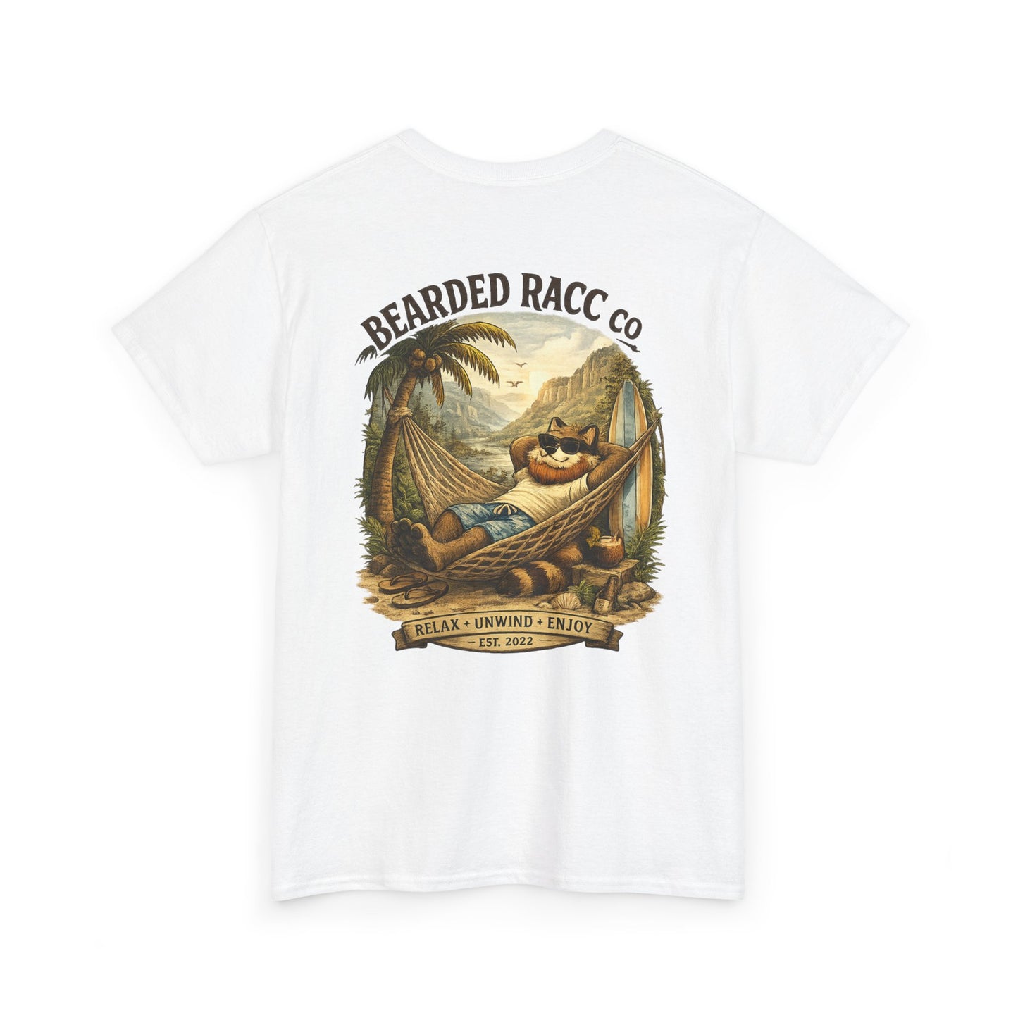 Summer Chill T-Shirt - "Relax. Unwind. Enjoy." (Bearded Racc Co) Extended Sizes