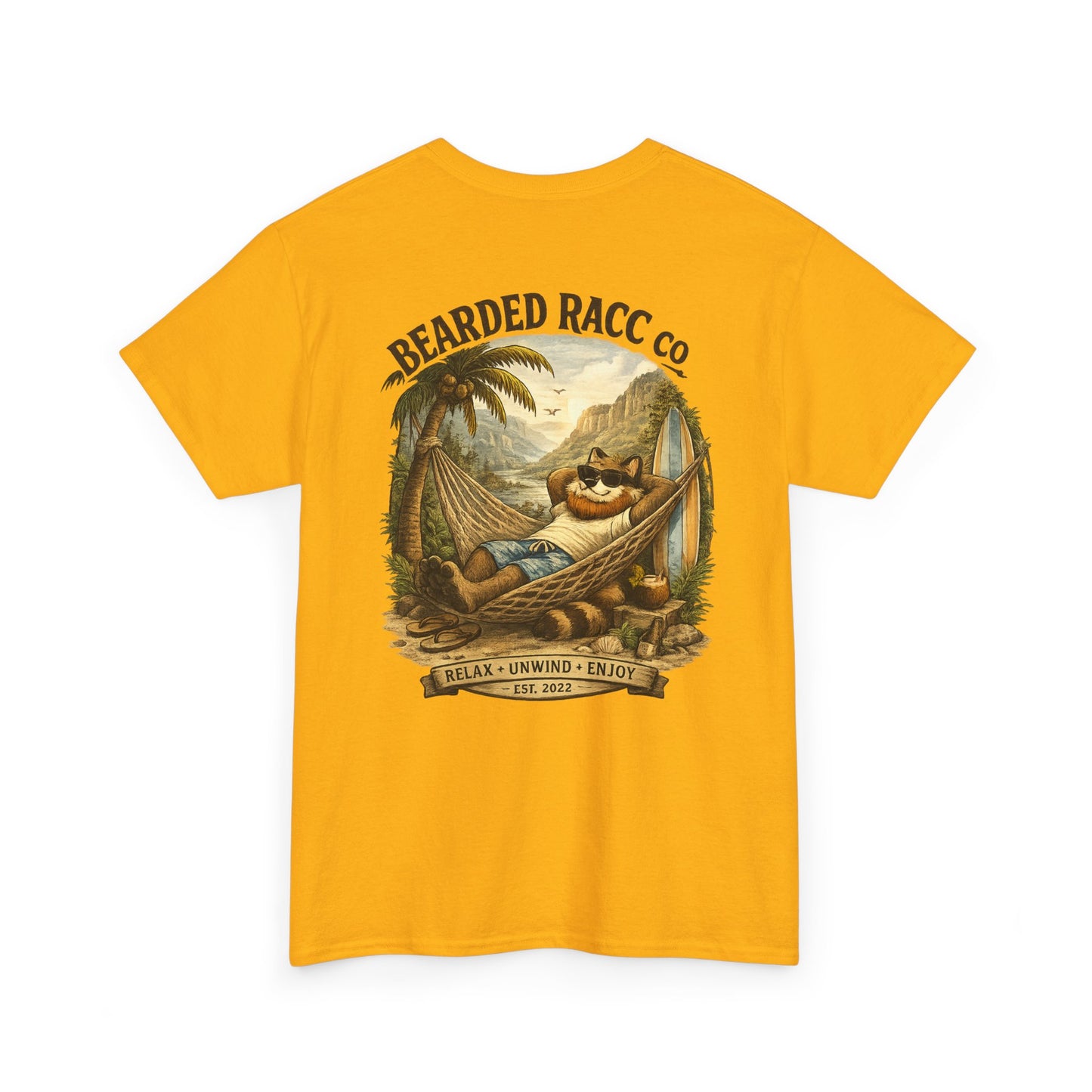 Summer Chill T-Shirt - "Relax. Unwind. Enjoy." (Bearded Racc Co) Extended Sizes
