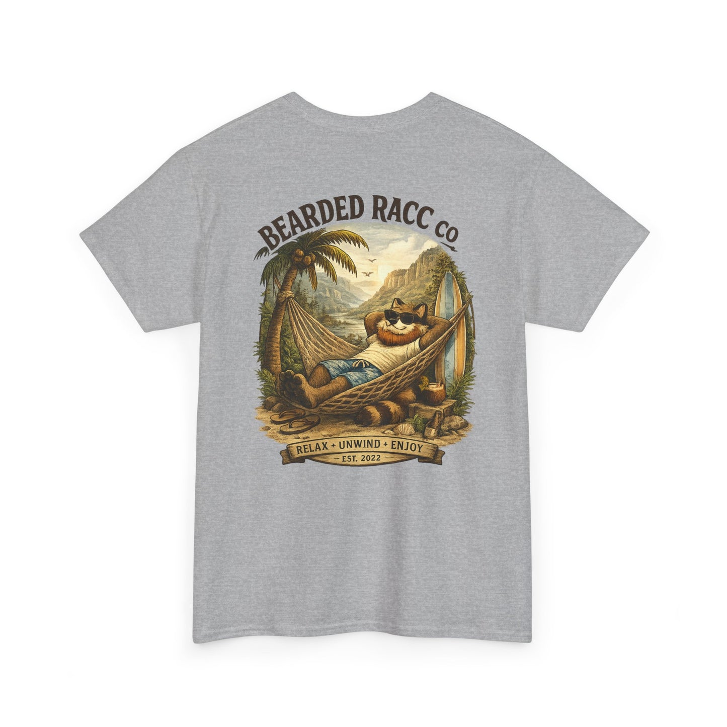 Summer Chill T-Shirt - "Relax. Unwind. Enjoy." (Bearded Racc Co) Extended Sizes
