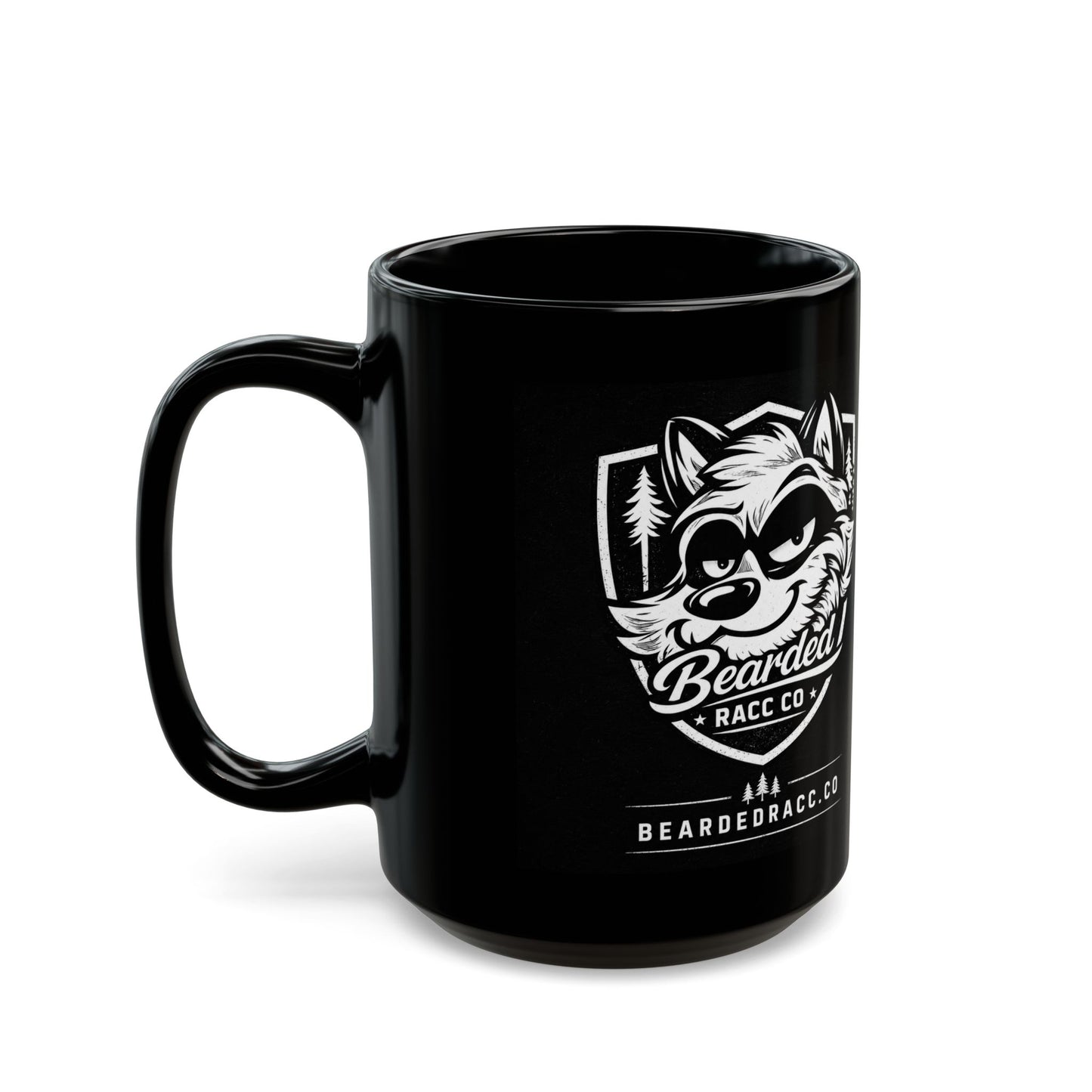 Bearded Racc Black Mug 11oz & 15oz - "Bearded Racc" (Bearded Racc Co)