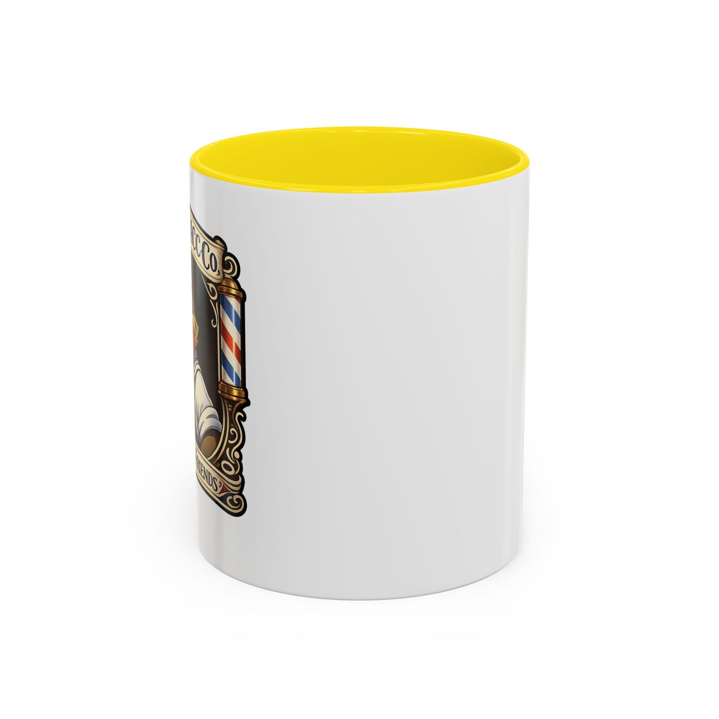 Barbershop Racc Coffee Mug — Stay Feral My Friends (Bearded Racc Co) Accent Mug (11/15oz)