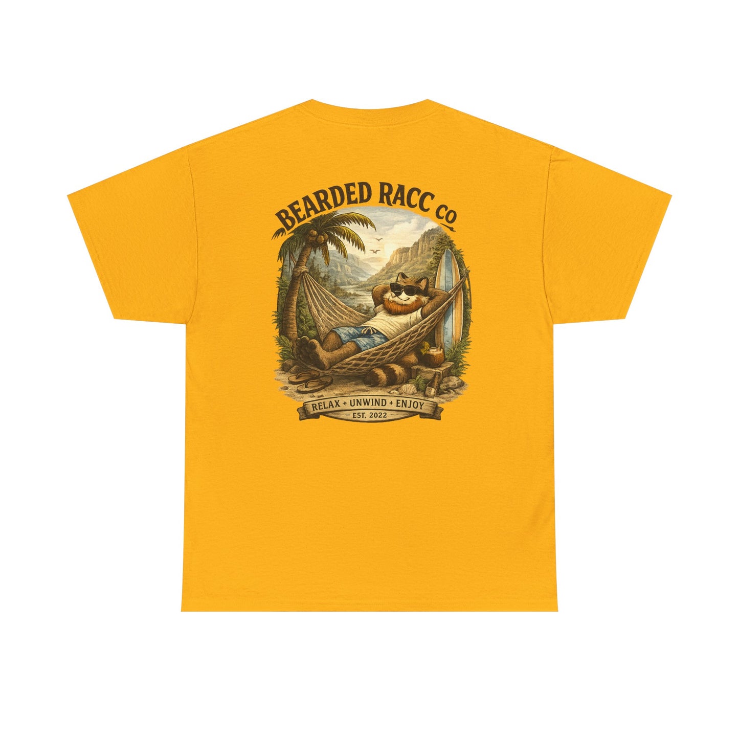 Summer Chill T-Shirt - "Relax. Unwind. Enjoy." (Bearded Racc Co) Extended Sizes