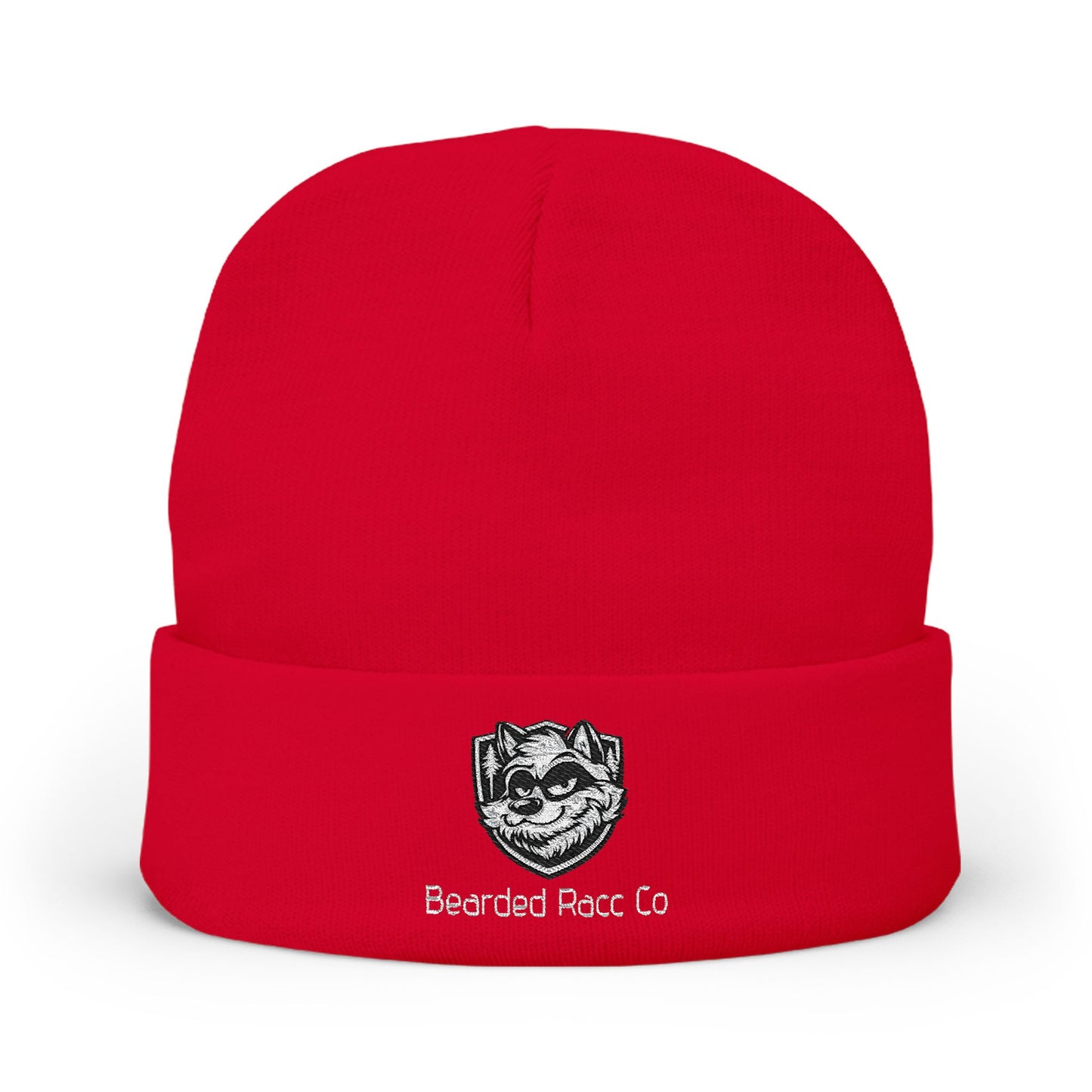 Embroidered Bearded Racc Knit Beanie — Bearded Racc Co Branded Winter Hat