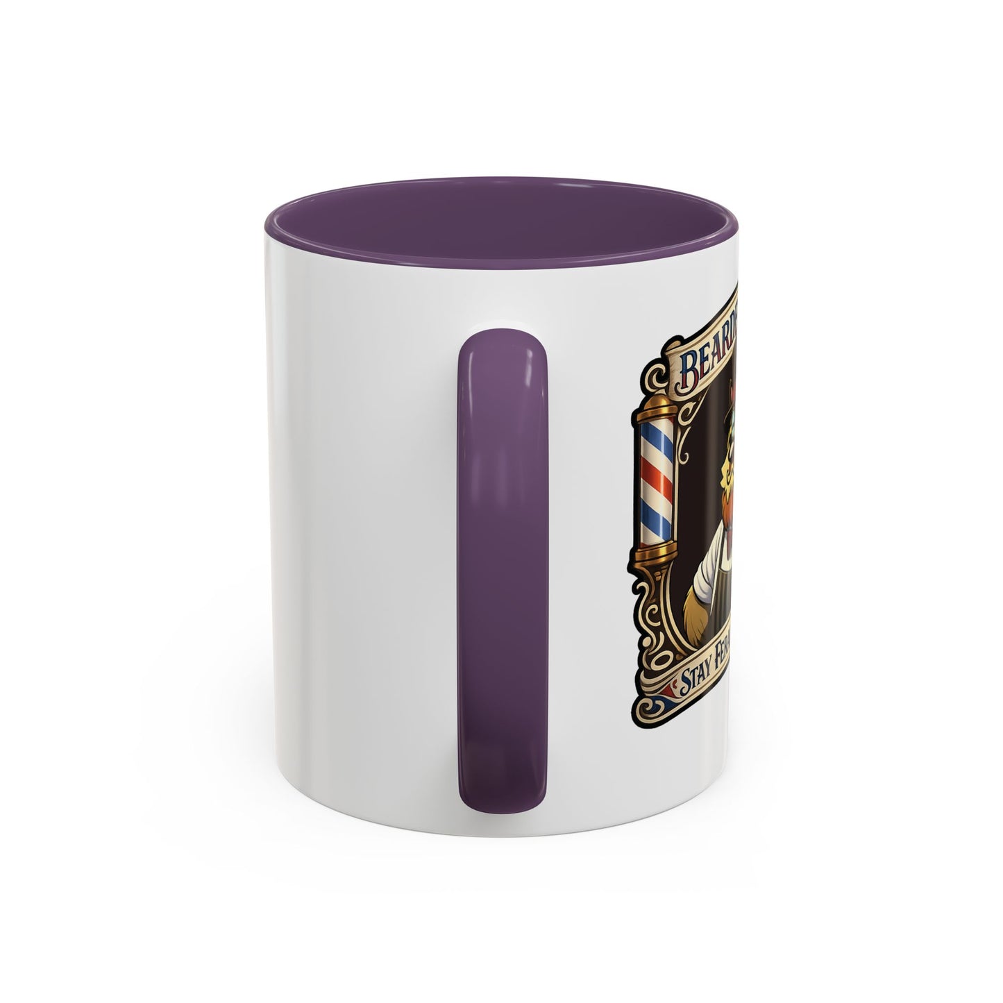Barbershop Racc Coffee Mug — Stay Feral My Friends (Bearded Racc Co) Accent Mug (11/15oz)