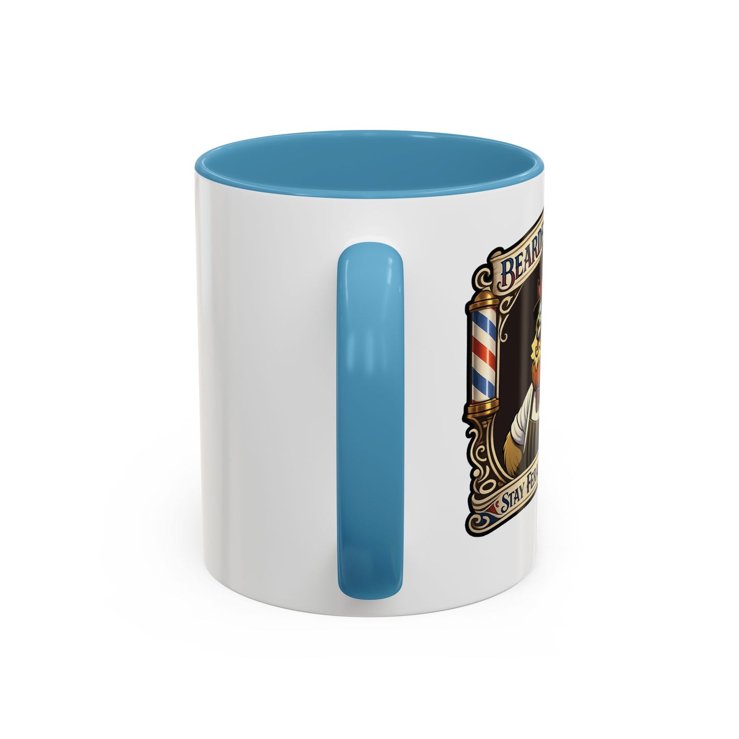 Barbershop Racc Coffee Mug — Stay Feral My Friends (Bearded Racc Co) Accent Mug (11/15oz)