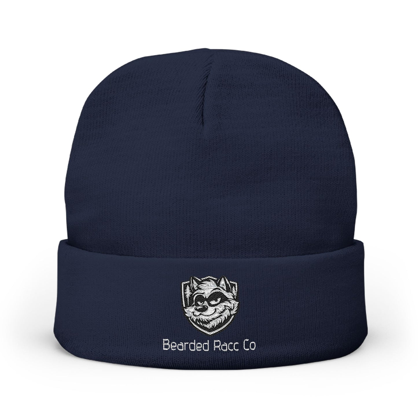 Embroidered Bearded Racc Knit Beanie — Bearded Racc Co Branded Winter Hat