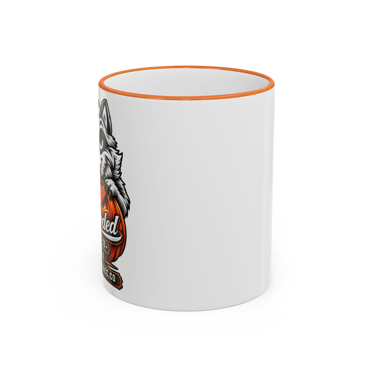 Accent Rim & Handle Mug (11oz, 15oz) - Racc-o-Lantern Mug (Bearded Racc Co)