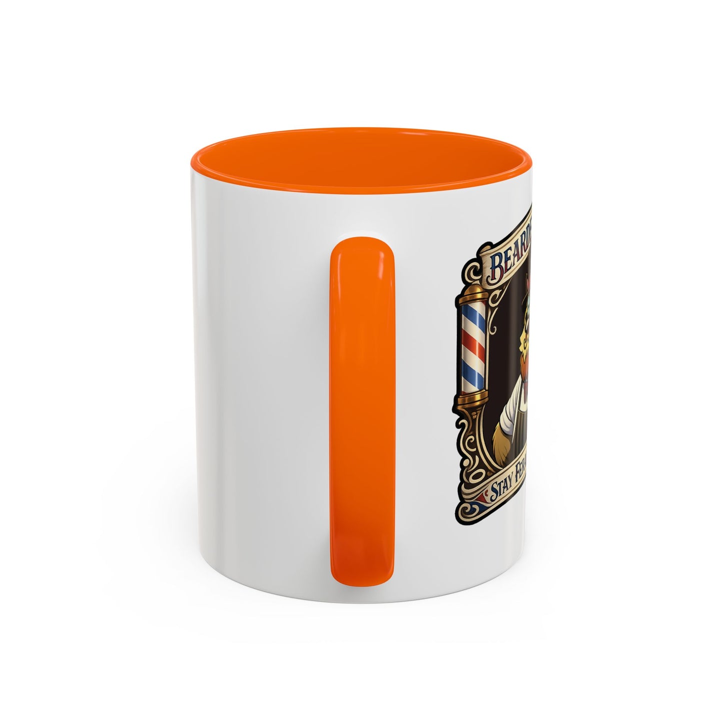 Barbershop Racc Coffee Mug — Stay Feral My Friends (Bearded Racc Co) Accent Mug (11/15oz)