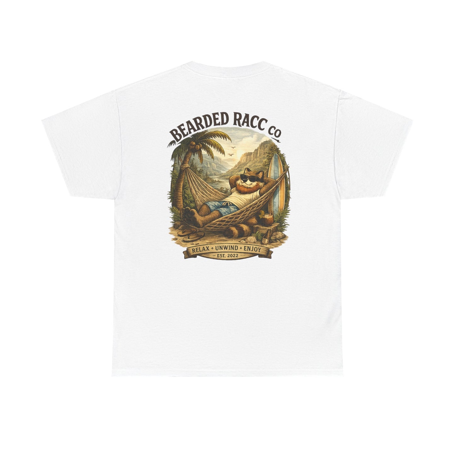 Summer Chill T-Shirt - "Relax. Unwind. Enjoy." (Bearded Racc Co) Extended Sizes