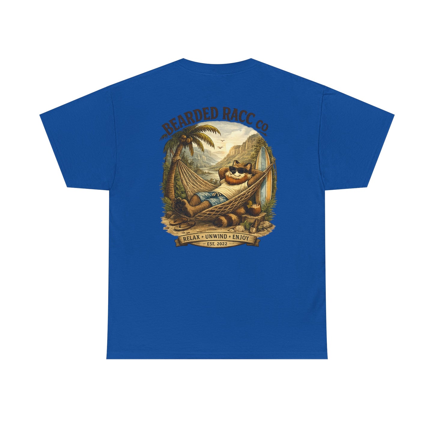 Summer Chill T-Shirt - "Relax. Unwind. Enjoy." (Bearded Racc Co) Extended Sizes