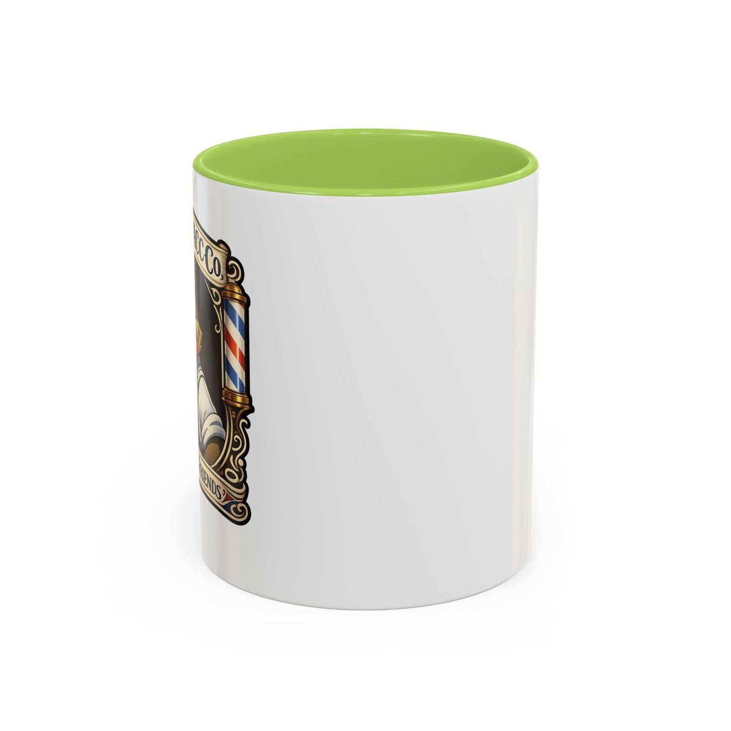 Barbershop Racc Coffee Mug — Stay Feral My Friends (Bearded Racc Co) Accent Mug (11/15oz)
