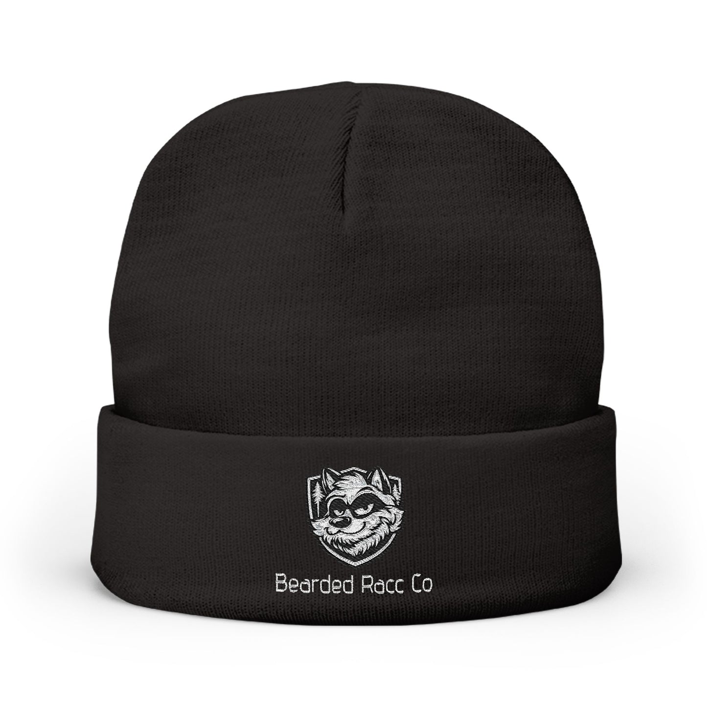 Embroidered Bearded Racc Knit Beanie — Bearded Racc Co Branded Winter Hat