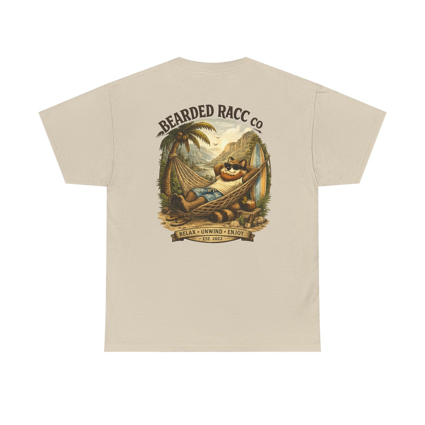 Summer Chill T-Shirt - "Relax. Unwind. Enjoy." (Bearded Racc Co) Extended Sizes