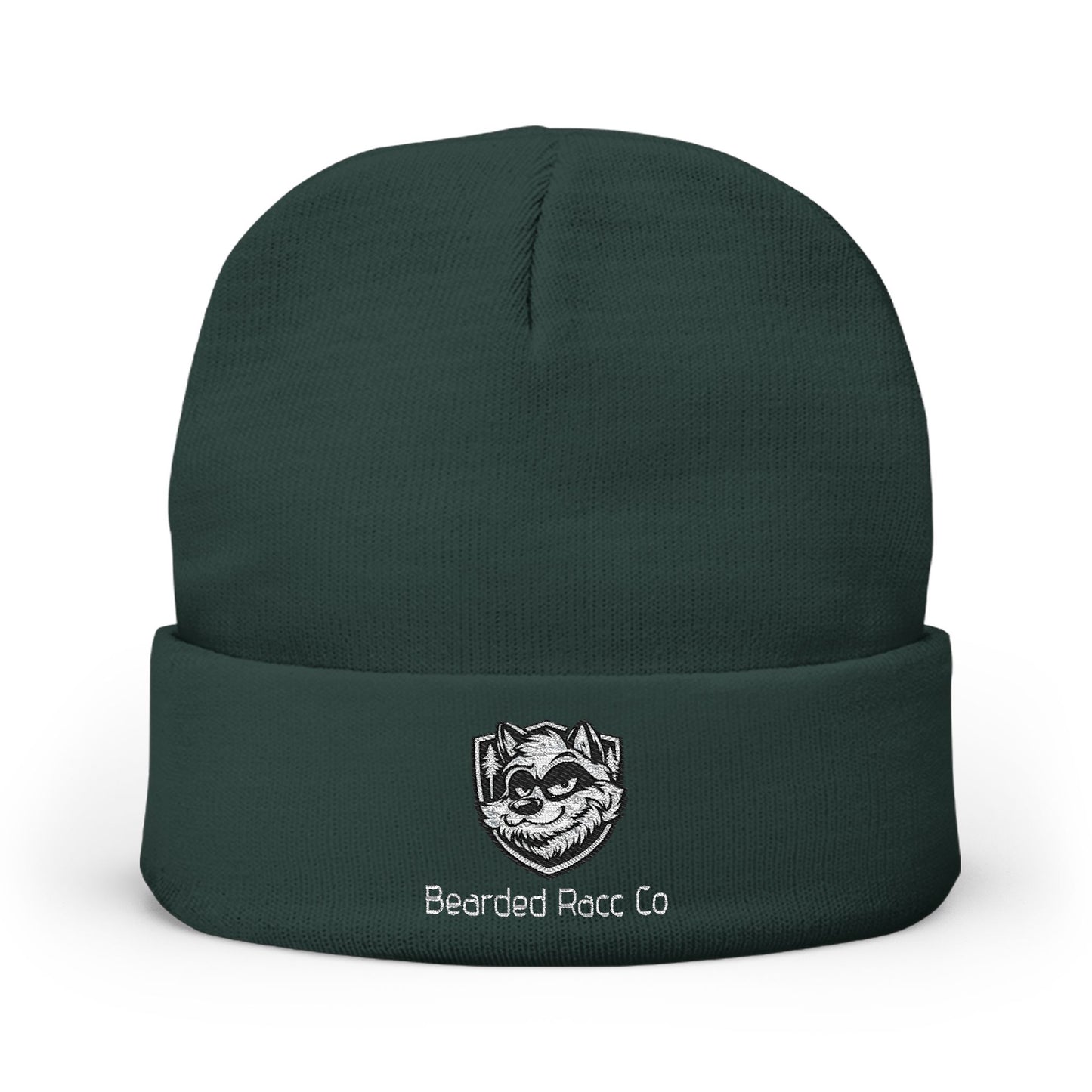 Embroidered Bearded Racc Knit Beanie — Bearded Racc Co Branded Winter Hat