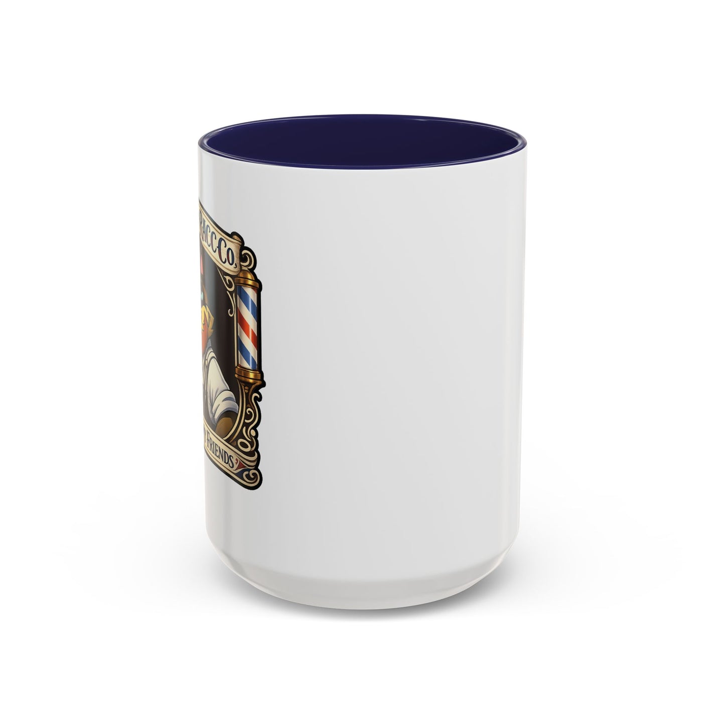 Barbershop Racc Coffee Mug — Stay Feral My Friends (Bearded Racc Co) Accent Mug (11/15oz)