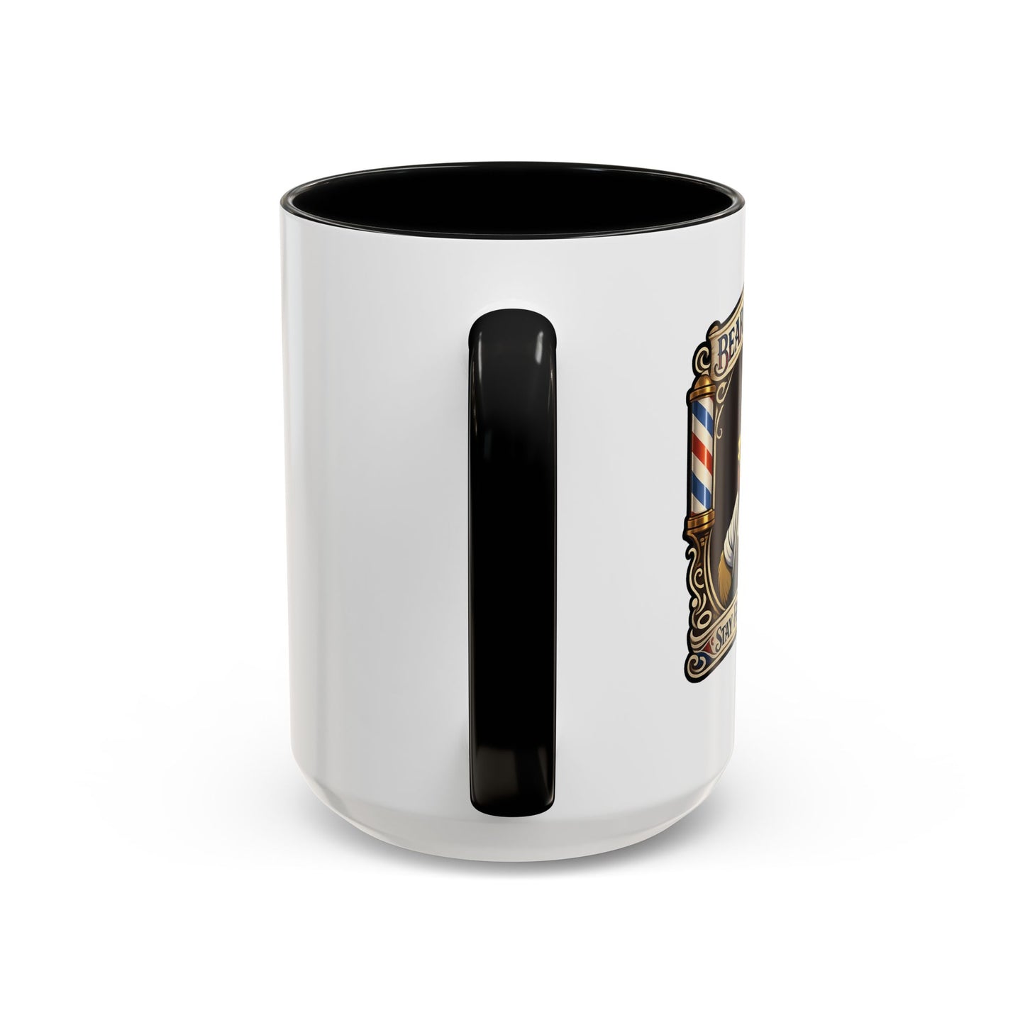 Barbershop Racc Coffee Mug — Stay Feral My Friends (Bearded Racc Co) Accent Mug (11/15oz)