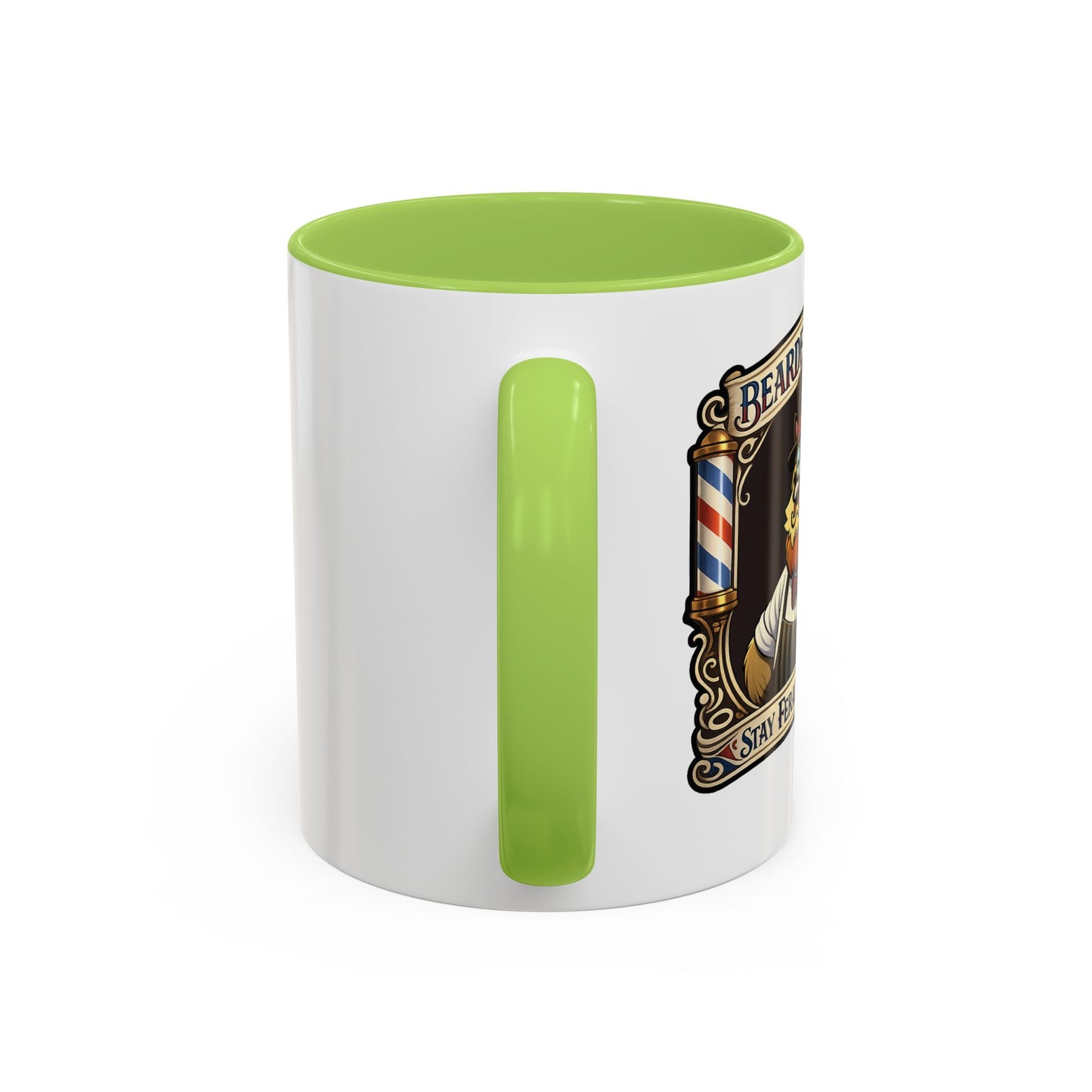 Barbershop Racc Coffee Mug — Stay Feral My Friends (Bearded Racc Co) Accent Mug (11/15oz)