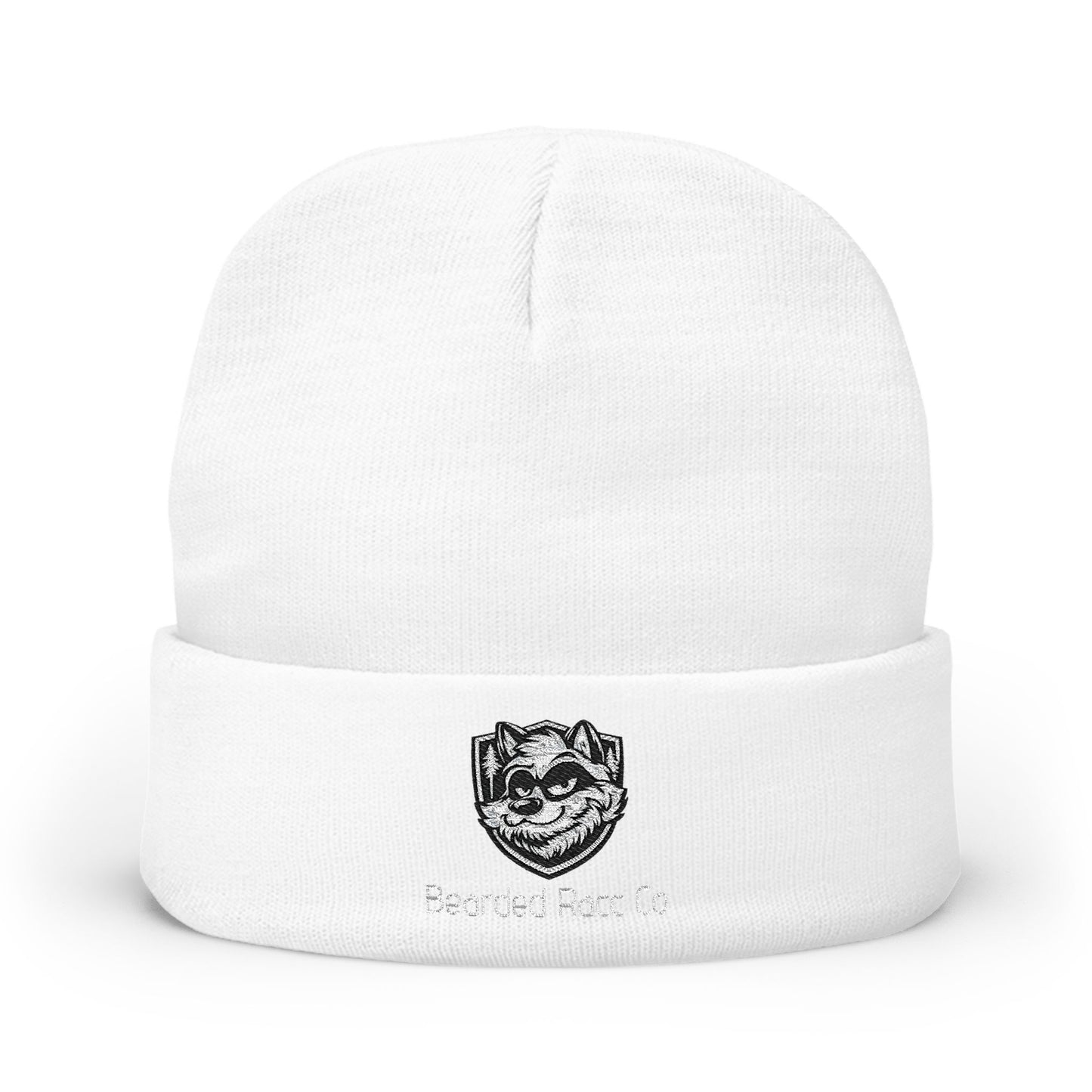 Embroidered Bearded Racc Knit Beanie — Bearded Racc Co Branded Winter Hat