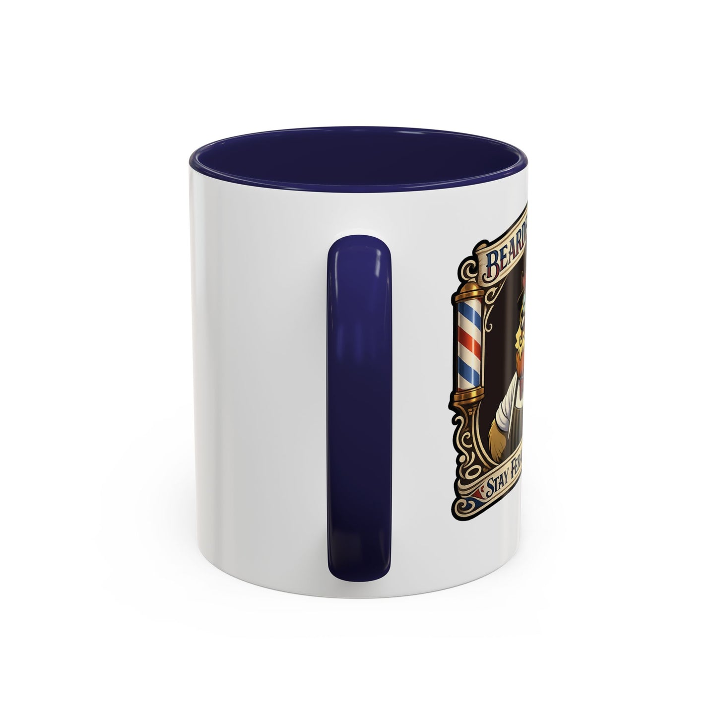 Barbershop Racc Coffee Mug — Stay Feral My Friends (Bearded Racc Co) Accent Mug (11/15oz)