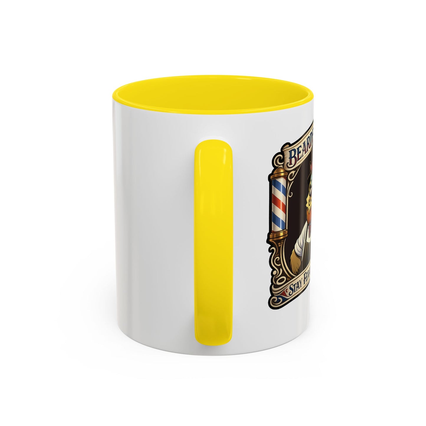Barbershop Racc Coffee Mug — Stay Feral My Friends (Bearded Racc Co) Accent Mug (11/15oz)
