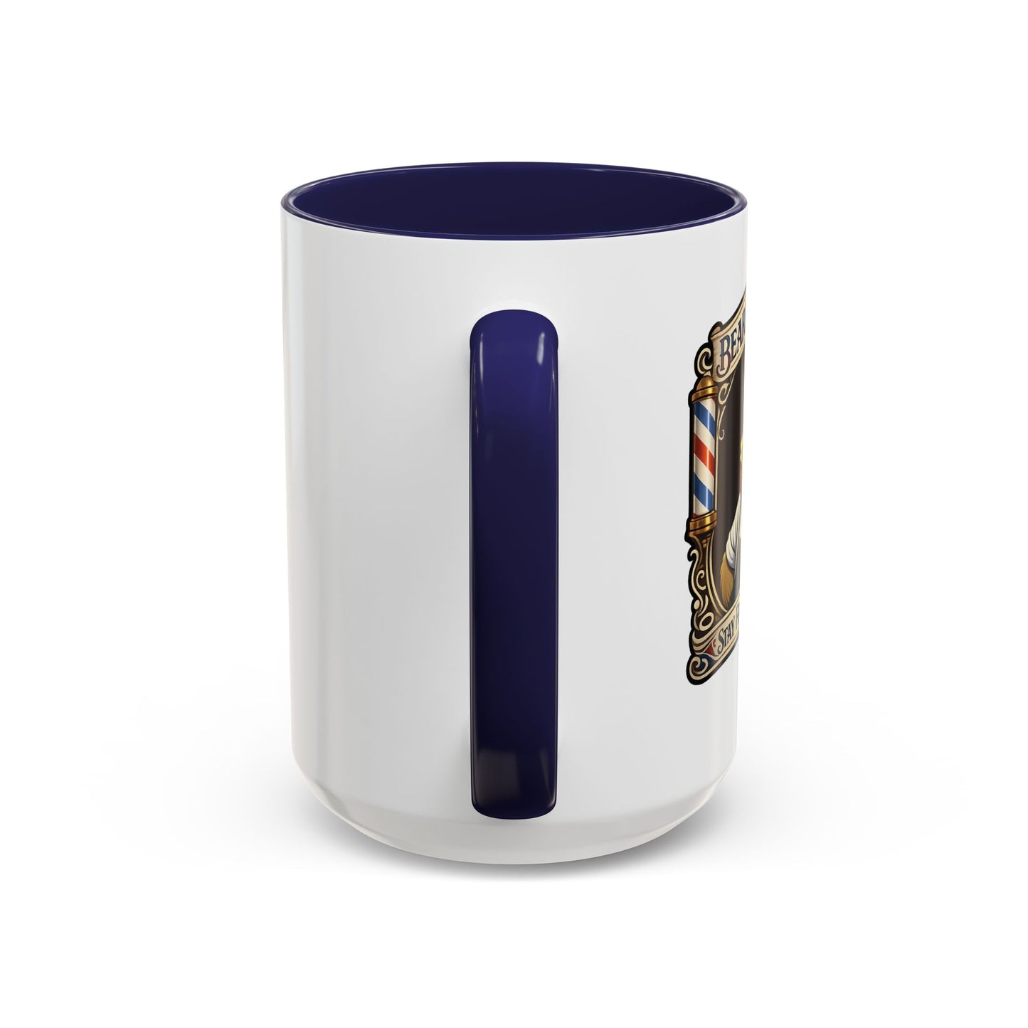 Barbershop Racc Coffee Mug — Stay Feral My Friends (Bearded Racc Co) Accent Mug (11/15oz)