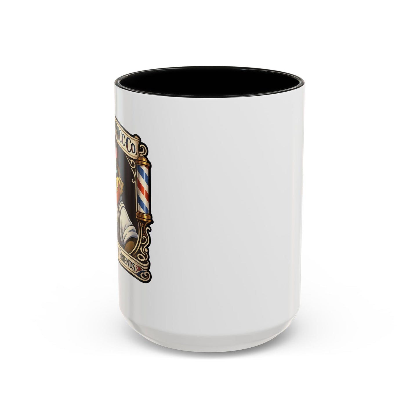 Barbershop Racc Coffee Mug — Stay Feral My Friends (Bearded Racc Co) Accent Mug (11/15oz)