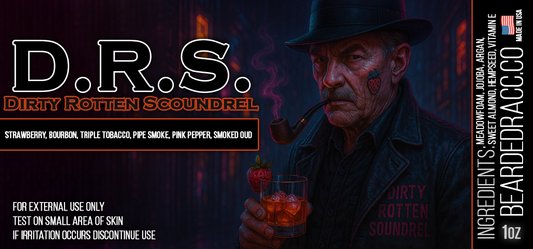D.R.S. - Dirty Rotten Scoundrel - Strawberry, Bourbon, Triple Tobacco, Pipe Smoke, Pink Pepper, Smoked Oud