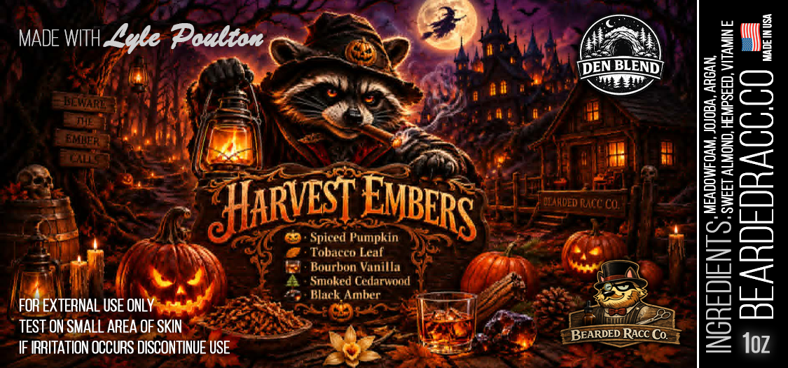 Harvest Embers - Spiced Pumpkin, Tobacco Leaf, Bourbon Vanilla, Smoked Cedarwood, Black Amber