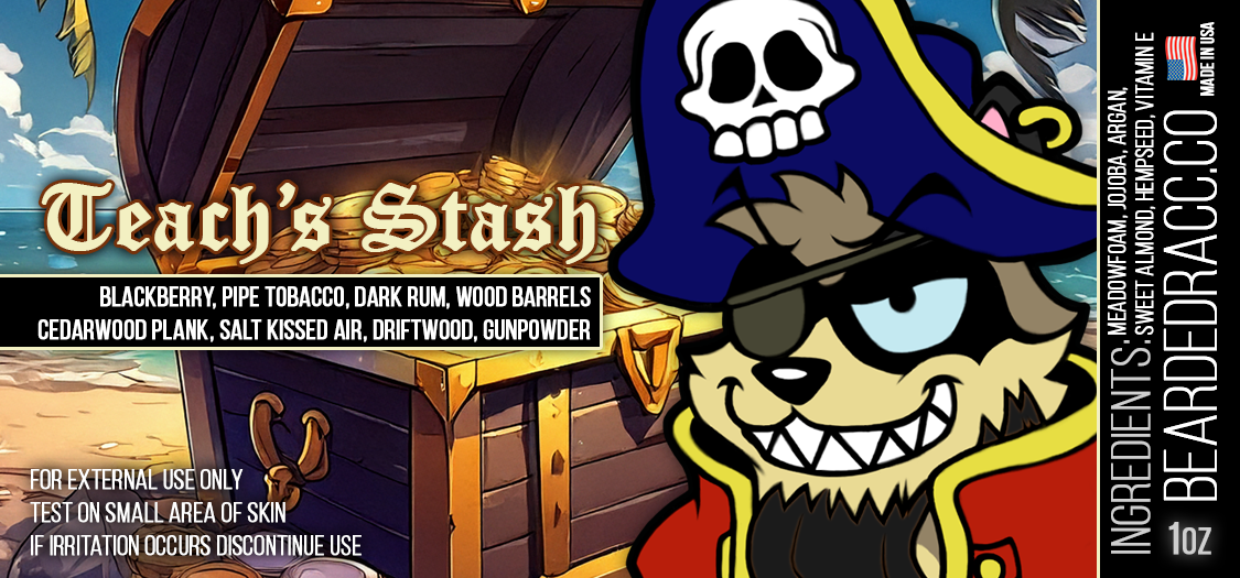 Teach's Stash - Blackberry, Pipe Tobacco, Dark Rum, Wood Barrels, Cedarwood Plank, Salt Kissed Air, Driftwood, Gunpowder